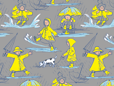 Rainy Day Pattern illustration kids pattern yellow