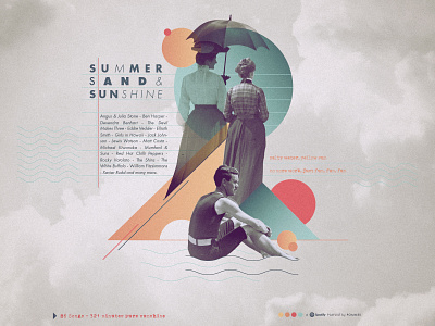 Surfin, Sand & Sunshine Playlist cloud collage collageart collages cover cover artwork iampommes illustration music playlist pommes retro sand songs spotify summer sunshine vintage