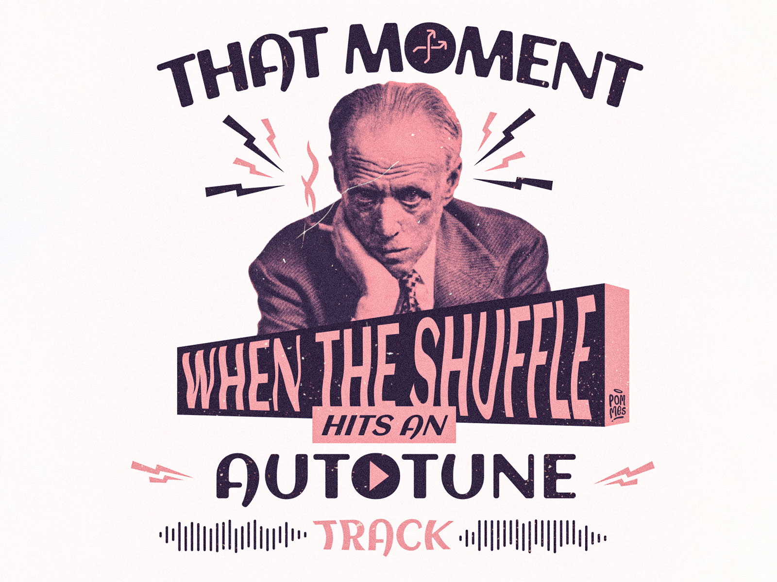 When Shuffle Hits Autotune artwork autotune collage iampommes illustration meme mix music pommes retro shuffle spotify track typography vintage