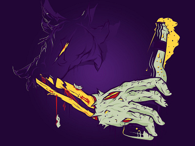 The Last Call II beer bones creepy halloween hand illustration skeleton zombie
