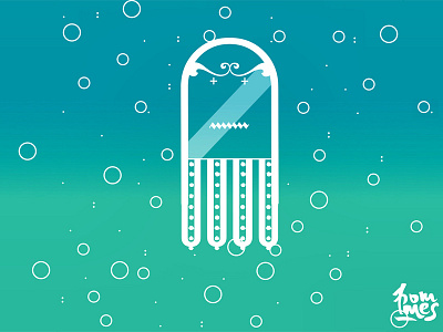 The squid animal bubbles character design illustration ocean squid typic typicappofficial typography