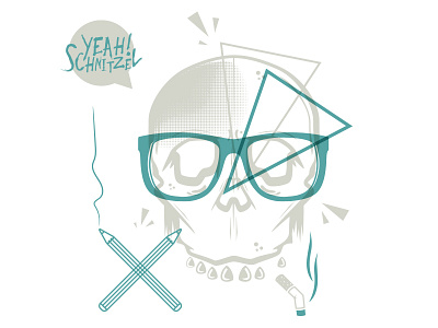 Yeah! Schnitzel design illustration schnitzel skull sunglasses vector wip