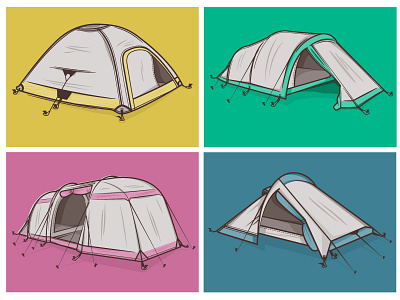 Tents camping editorial illustration magazine outdoor publisher red bull tent