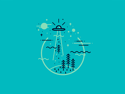 Beam me up ... alien assemblyapp circle doodle illustration iphone lines minimal minimalism sky trees vectorart