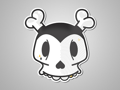 Little skully bones character gold iampommes illustration mannheim mickey mouse pommes skull sticker vector