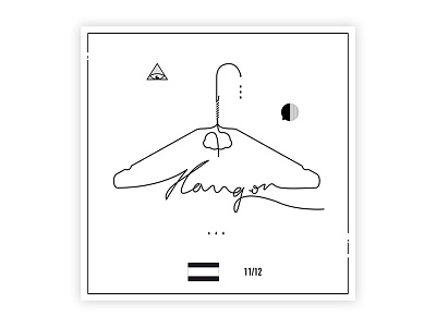 Hangon blackandwhite blackwork contemporary cover hanger illustration pommes square vector vinyl