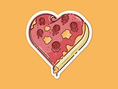 Pizza love cheese heart iampommes illustration love pizza pommes salami slice sticker