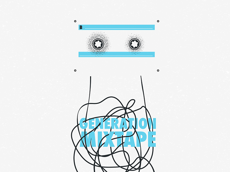 Generation Mixtape generation tape jam black and blue dot work minimal graphic iampommes mannheim pommes illustration vector generation mixtape music mixtape
