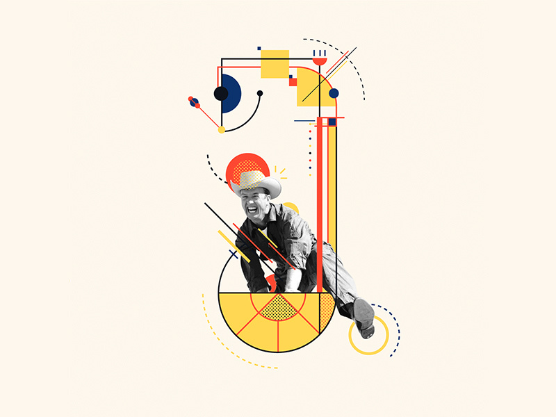 Bauhaus - J collageart collage pilot cowboy design bauhaus100 bauhaus 36daysoftype graphic 36 days of type iampommes typography pommes vector illustration