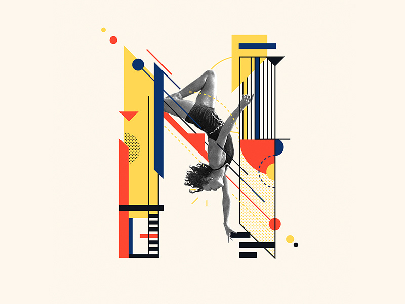 Bauhaus - N letter collageart collage bauhaus100 bauhaus 36days 36days-n 36daysoftype design graphic iampommes typography pommes vector illustration 36 days of type