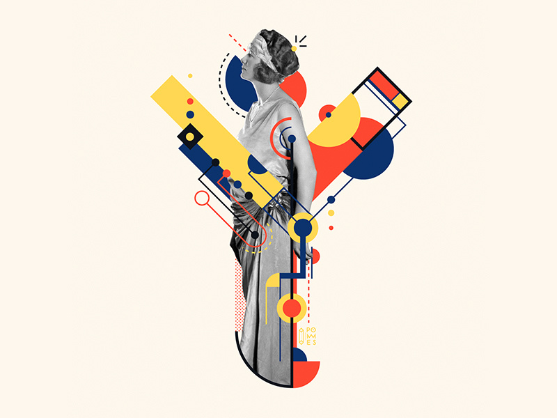 Bauhaus - Y letter collage art collage 36days-y retro vintage bauhaus100 bauhaus 36daysoftype design graphic 36 days of type mannheim iampommes typography pommes vector illustration