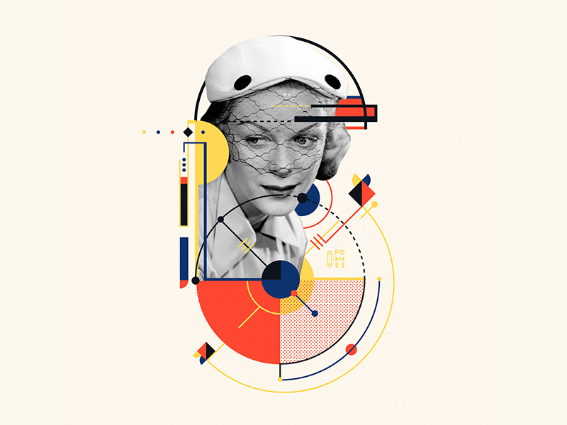 Bauhaus - 6 number abstract retro vintage bauhaus collage bauhaus100 letter 36daysoftype design graphic 36 days of type mannheim iampommes typography pommes vector illustration