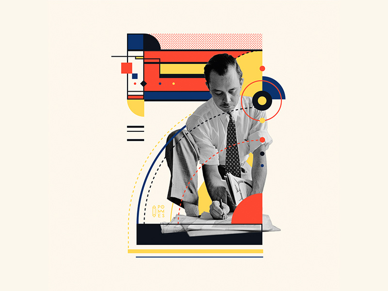 Bauhaus - 7 abstract collageart 36days-7 retro vintage collage bauhaus100 bauhaus 36daysoftype design graphic 36 days of type mannheim iampommes typography pommes vector illustration
