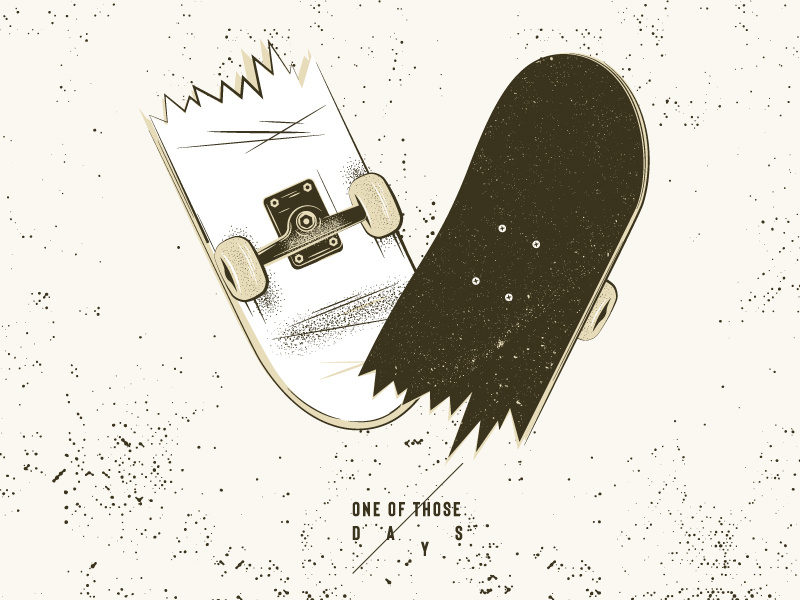 One of those days - Skateboard distressed grunge blackwork one of those days dotwork skateboarding skateboard design graphic mannheim iampommes pommes vector illustration
