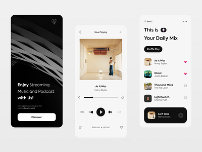 Musikin - Music Player App app clean design minimalist mobile music music player song spotify ui ux