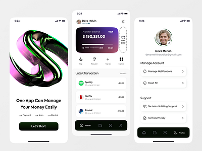 Wallet App app clean design ewallet manage minimal minimalist mobile money ui ux wallet