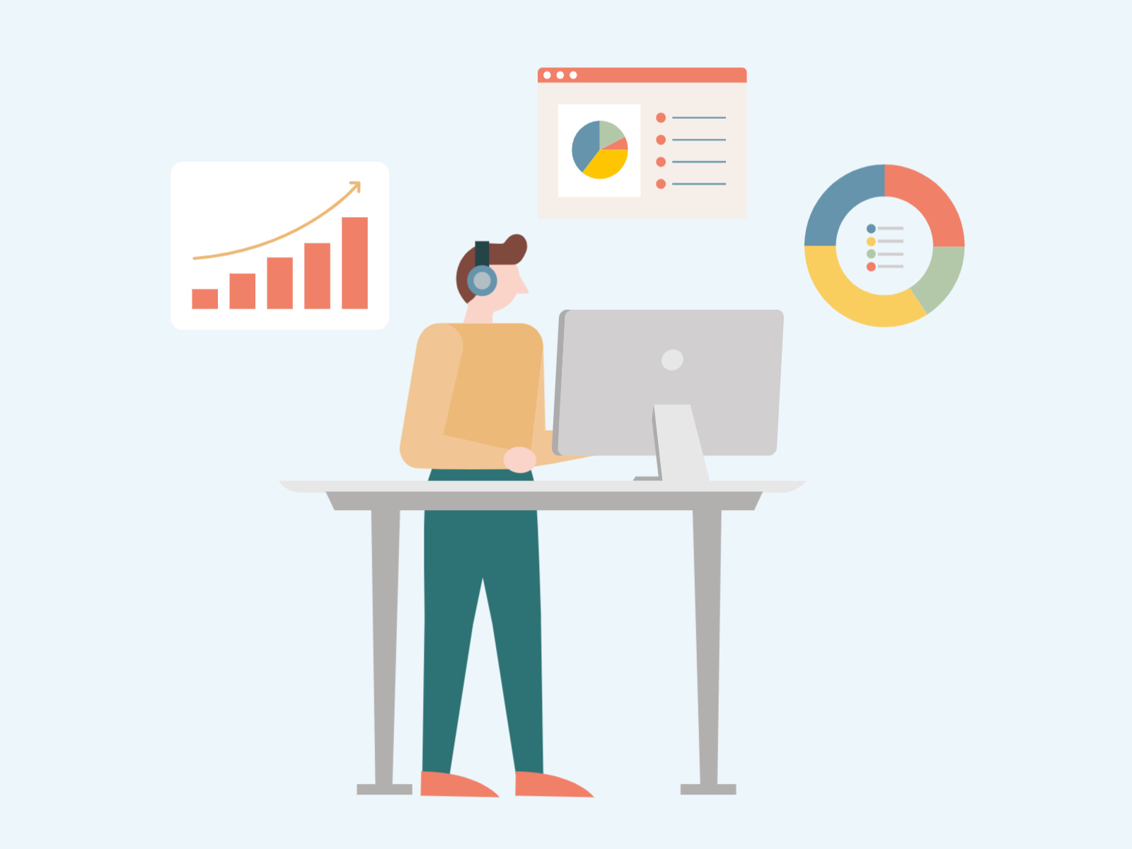 Man working with stand desk illustration by Artitor on Dribbble