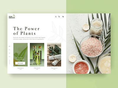 Plant-based skincare landing page design