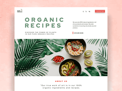 Organic Recipes landing page design