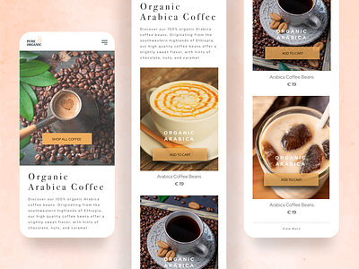 Organic coffee app designs