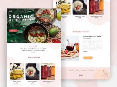 Organic food & recipes homepage designs