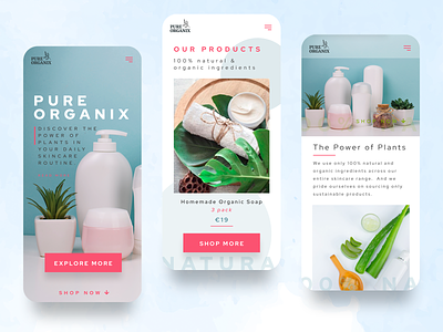 Organic skincare mobile app beauty branding creative design graphic design health and beauty mobile mobile app mobile app design mobile design modern organic plants simple skincare typography uidesign user experience ux uxdesign