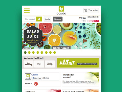 Ocado tablet UI design