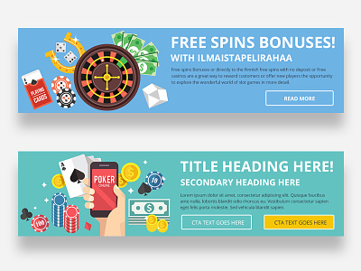 Casino website banner designs advertising banners casino design finland graphicdesign igaming illustration malta uidesign uxdesign