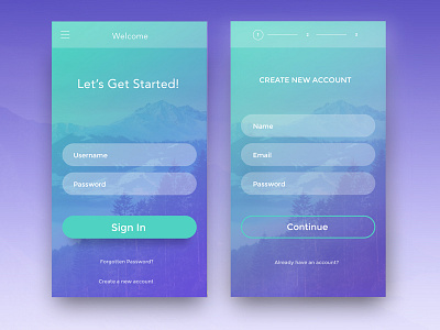 App sign-in UI design by Davina Spriggs on Dribbble
