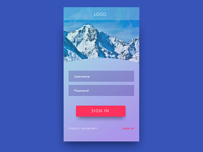 UI design for app sign-in app graphic design interface iphone mobile mountains simple travel uidesign user experience uxdesign