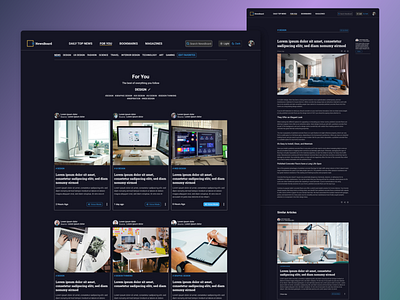 NewsBoard - News Reading Website Design (Dark Mode)