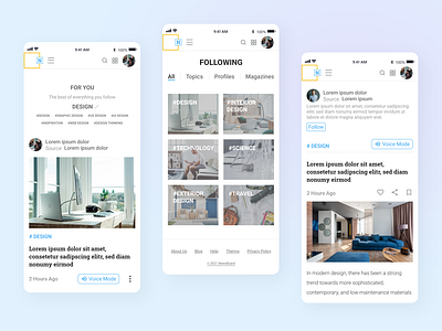 NewsBoard - News Reading Website Design (Mobile Version)