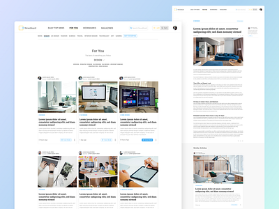 NewsBoard - News Reading Website Design ( Light Mode ) design ui ux web design xd