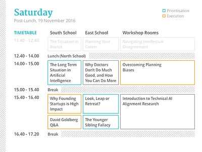 Schedule: Saturday (Day 2) v2 (post-lunch) booklet print schedule timetable