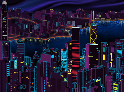 Hong Kong Skyline design drawing hong kong illustration paint pen photoshop skyline vector
