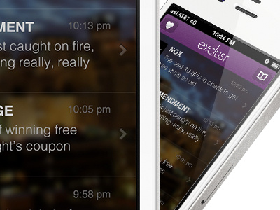 Exclusr iOS Home Screen app exclusr home ios iphone nightlife purple screen