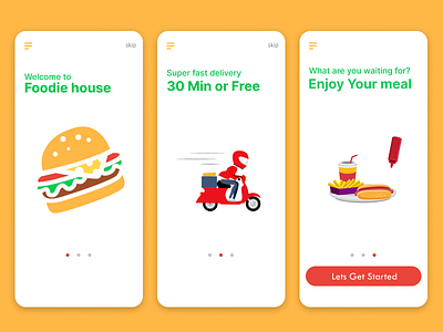 Food App Launch Screens app app design app designer burger delivery dominos fast food food food and drink food animations food app food illustration foodie ios pizza ui ui inspiration uidesign uiux ux