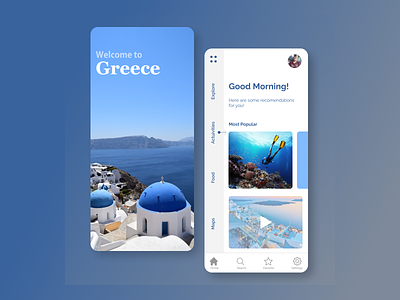 Travel App concept app design design design inspiration figma greece home screen landing page santorini travel travel app ui ui inspiration uiux ux