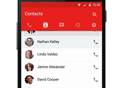 Contact list in framer androids animation contact contact list framer material scrolling