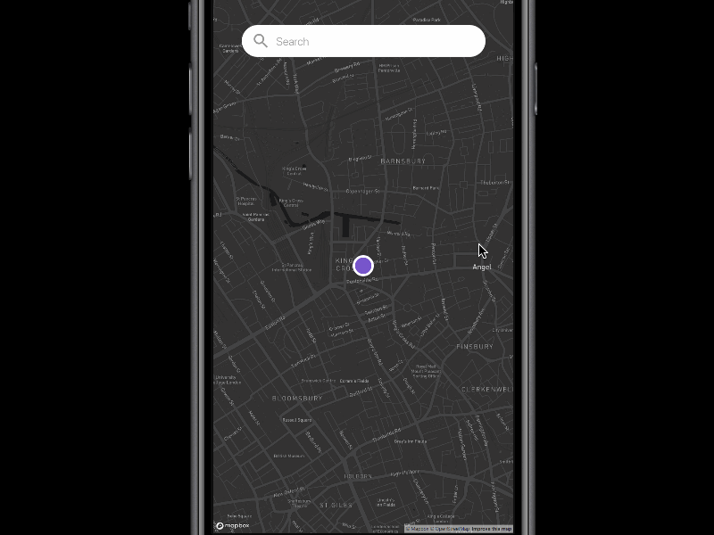 Search and navigate to nearby locations in framer with mapbox animation framer interaction ios locations map mapbox markers mobile pins search