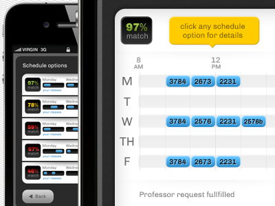 Schedule screen