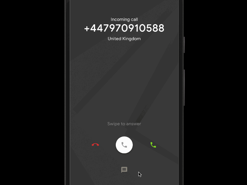 Incoming call made with framer