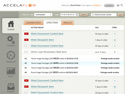 accelaflow dashboard console dashboard dock documents task manager workload