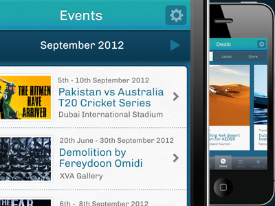 deals app blue deals events iphone list menu navigation