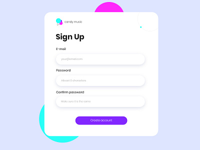 Daily UI 01 -  Candy Music Sign Up page UI