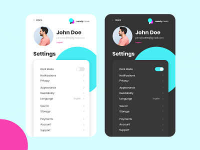 Daily UI 007 - Settings UI Design (Candy Music)