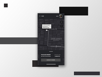 Location Tracker Design - Daily UI 20 adobe photoshop daily ui dailyui dailyuichallenge dark dark app delivery design illustration location location tracker minimalistic mobile modern package phone typography ui