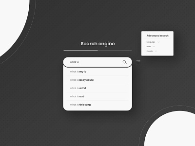 Search bar - Daily UI 022 adobe photoshop advanced search daily ui dailyui dailyuichallenge dark design illustration minimalistic modern search search bar search engine typography ui