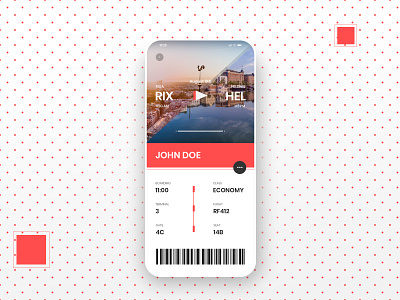 Boarding Pass Design - Daily UI 024 adobe photoshop airport app boarding boarding pass daily ui dailyui dailyuichallenge design helsinki illustration minimalistic mobile mobile app modern red riga typography ui