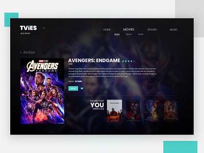 TV App Design - Daily UI 025 adobe photoshop avengers daily ui dailyui dailyuichallenge design illustration minimalistic modern movies movies app tv tv app typography ui web design